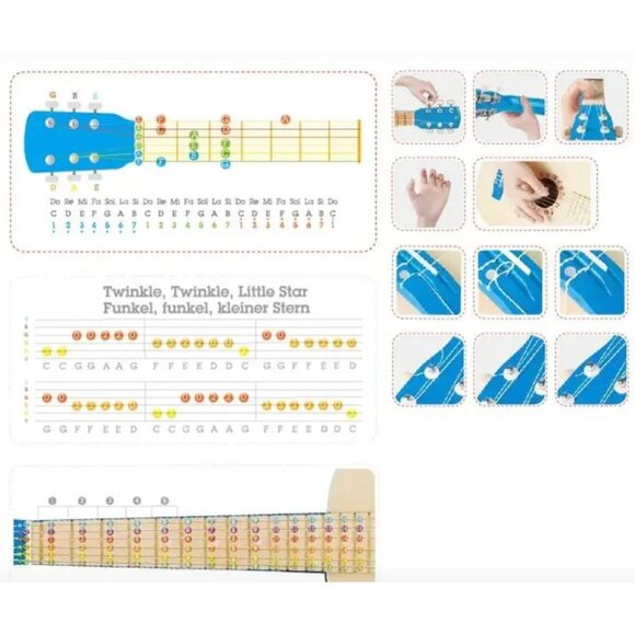 Hape Toys Blue Lagoon 26 in. Guitar Pre-School / Toddler Age 3+ Lightweight Wood - Picture 12 of 12